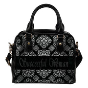 Successful woman black and grey shoulder handbag