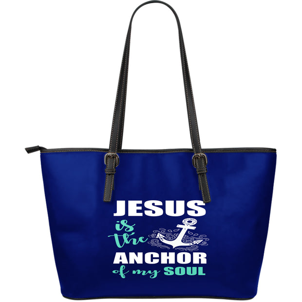 NP Jesus Is The Anchor Leather Tote Bag