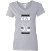 never give up G500VL Ladies' 5.3 oz. V-Neck T-Shirt