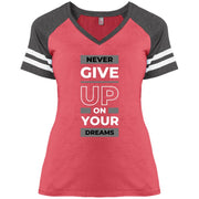 never give up DM476 Ladies' Game V-Neck T-Shirt