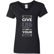 never give up G500VL Ladies' 5.3 oz. V-Neck T-Shirt