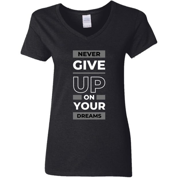 never give up G500VL Ladies' 5.3 oz. V-Neck T-Shirt