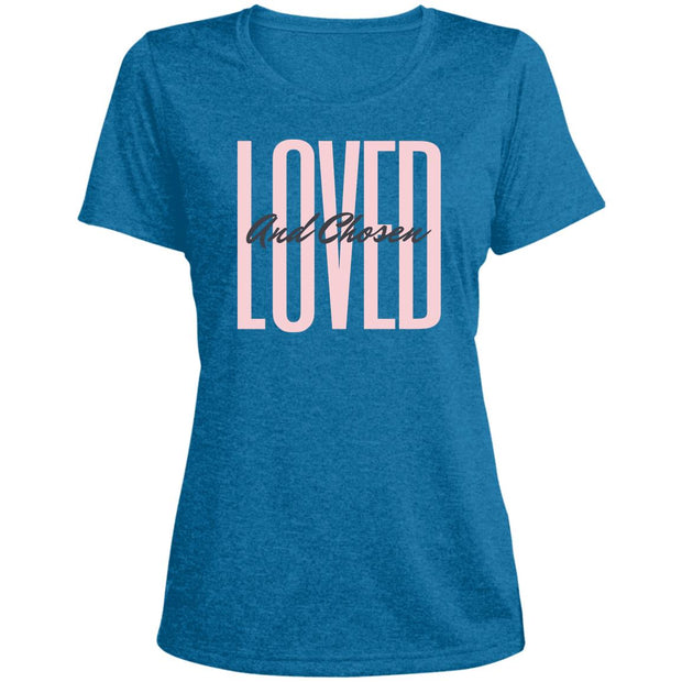 loved and chosen LST360 Ladies' Heather Scoop Neck Performance Tee