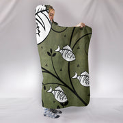White Fish Print Hooded Blanket-Free Shipping