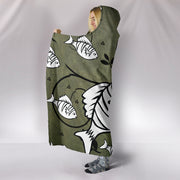 White Fish Print Hooded Blanket-Free Shipping