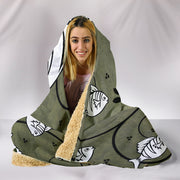 White Fish Print Hooded Blanket-Free Shipping